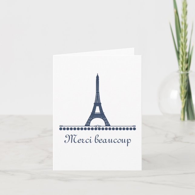 Parisian Chic Thank You Card, Blue Card (Front)