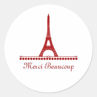 Parisian Chic Thank You Stickers, Red Classic Round Sticker