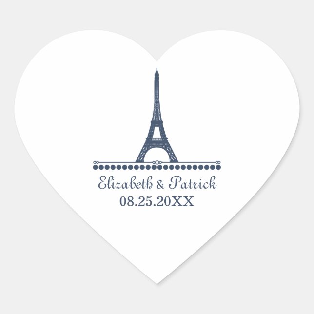 Parisian Chic Wedding Stickers, Blue Heart Sticker (Front)