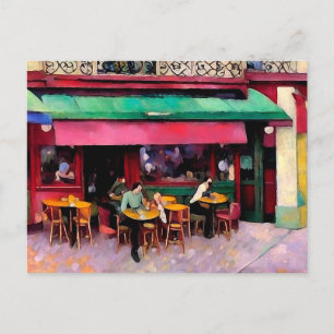 Parisian Colourful Coffee Shop Postcard