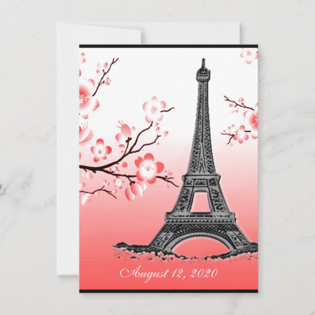 Parisian Eiffel Tower Red Wedding Invitations (Front)