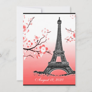 Parisian Eiffel Tower Red Wedding Invitations