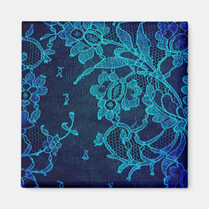 Parisian Feminine Victorian Gothic Navy Blue Lace Magnet