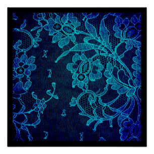 Parisian Feminine Victorian Gothic Navy Blue Lace Poster