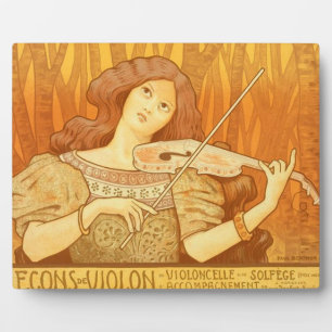 Parisian French Art Nouveau Violinist Music Lesson Plaque