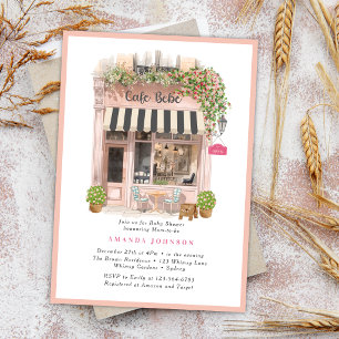 Parisian French Cafe Bonjour Bebe Baby Shower  Invitation