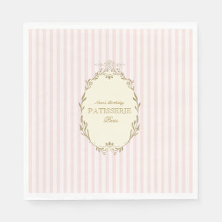 Parisian French Patisserie Vintage Party Pink  Napkin