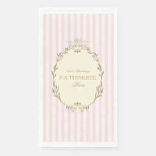 Parisian French Patisserie Vintage Party Pink Napkin