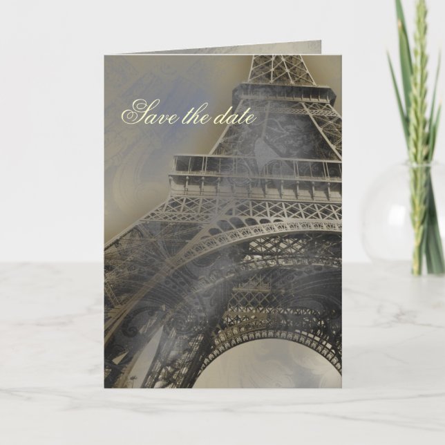 Parisian french wedding save the date announcement (Front)