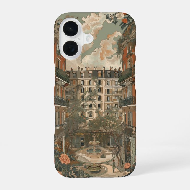 Parisian Garden Square iPhone 16 Case (Back)