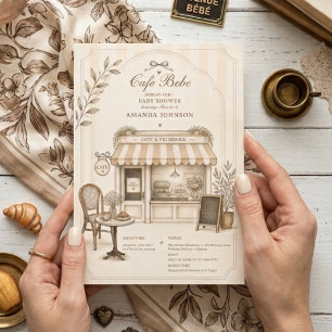  Parisian Gender Neutral Cafe Bebe Baby Shower Invitation