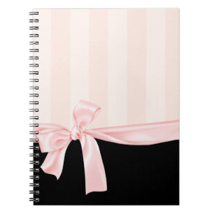 Parisian Girly Pink Stripes & Light Pink Bow Notebook