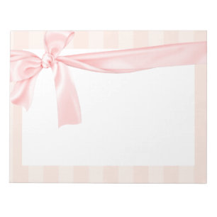 Parisian Girly Pink Stripes & Light Pink Bow Notepad