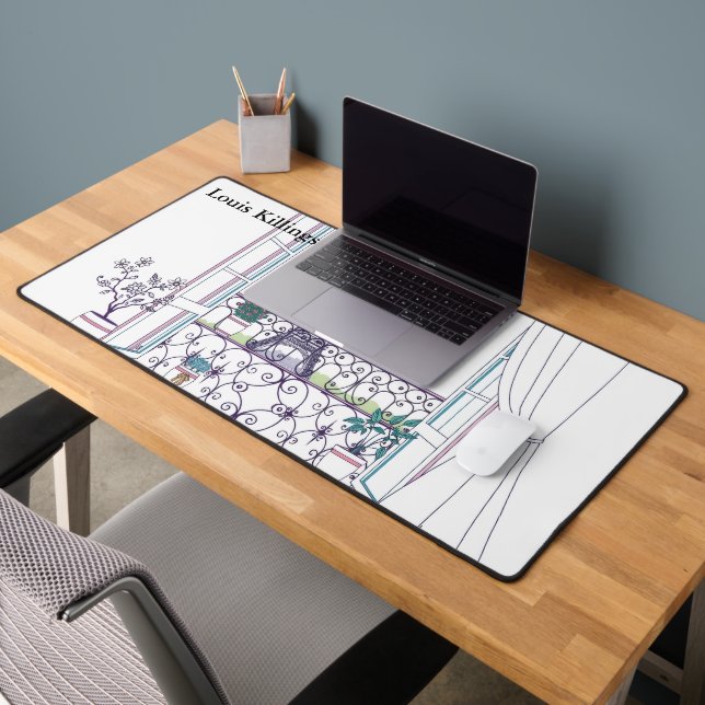 Parisian Haussmann Window View Aesthetic Desk Mat (Office 2)