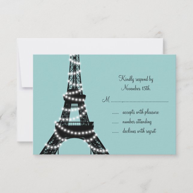 Parisian Lights RSVP (turquoise) Card (Front)