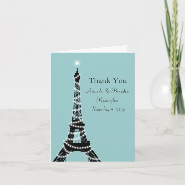 Parisian Lights Thank You Card (turquoise) (Front)
