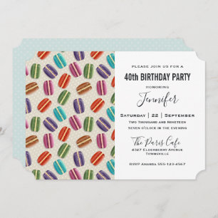 Parisian Macarons Pattern Colourful Birthday Invitation