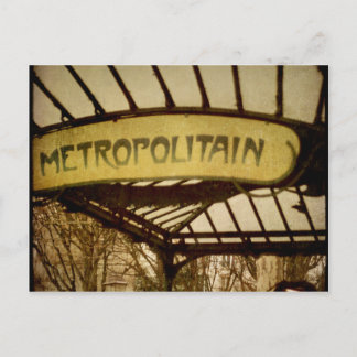 Parisian metro entrance postcard