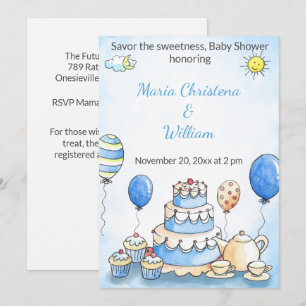 Parisian Patisserie Blue Edition Baby Shower Invitation