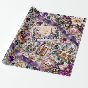 Parisian Purple Plum Christmas Wrapping Paper