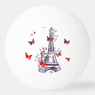 Parisian Romantic Purple Eiffel Tower Butterflies Ping Pong Ball