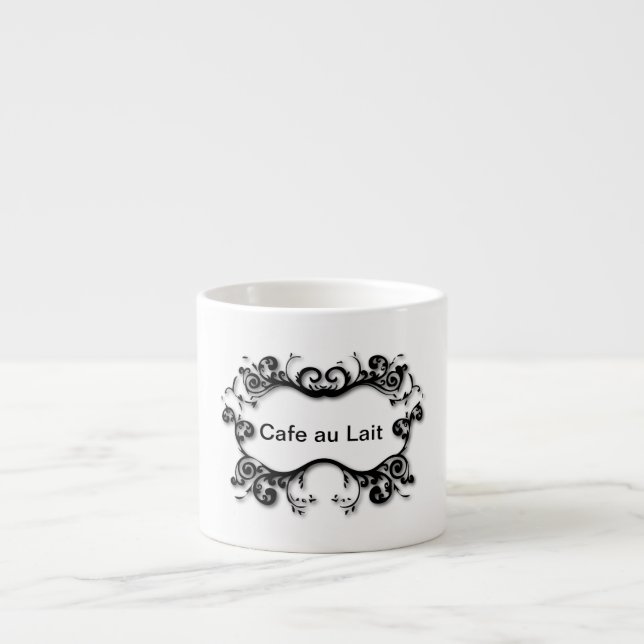 Parisian Scrolls Your Text Espresso Cup (Front)