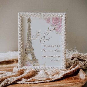 Parisian She Said Oui Bridal Shower Welcome Poster