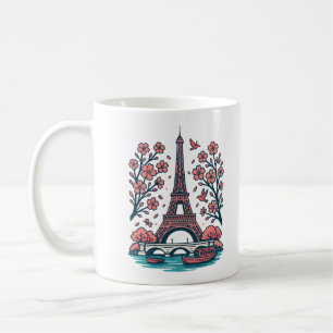 Parisian Souvenir Eiffel Tower Paris Cherry Tree Coffee Mug