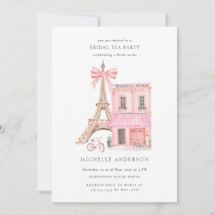 Parisian Tea Party QR Code Bridal Shower Invitation