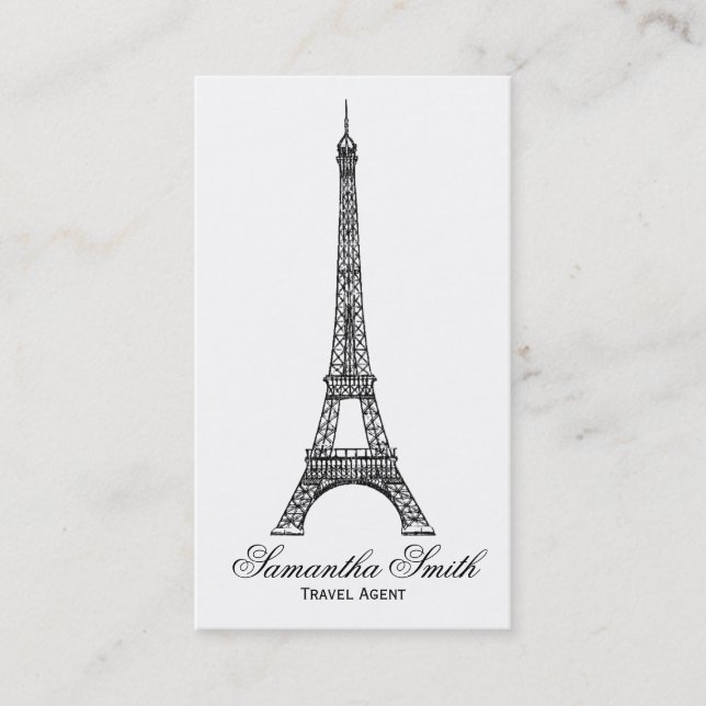 Parisian Theme Eiffel Tower Travel Agent Business Card (Front)