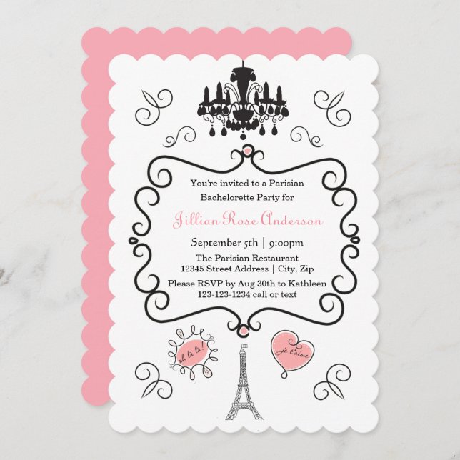 Parisian Themed - Bachelorette Party Invitation (Front/Back)