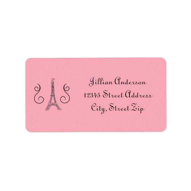 Parisian Themed Pink - Address Label (Front)