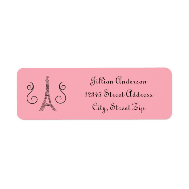 Parisian Themed Pink - Return Address Label (Front)
