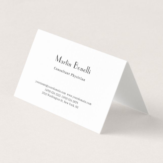 Parisian Trendy Minimalist Consultant Physician Business Card (Front)