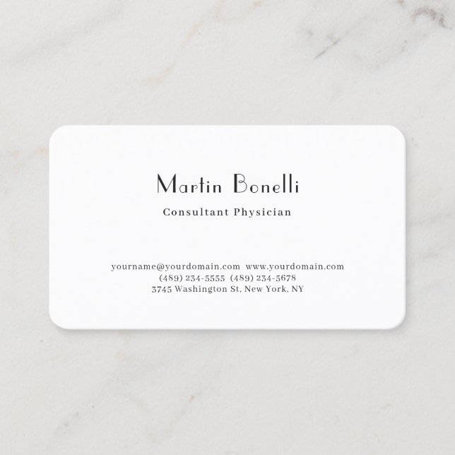 Parisian Trendy Minimalist Consultant Physician Business Card (Front)