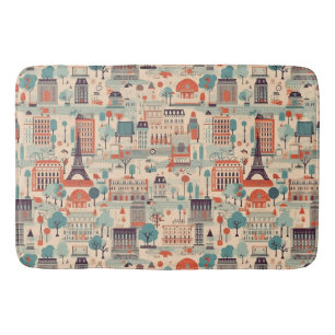Parisian Vintage Design - beige, red, green Bath Mat