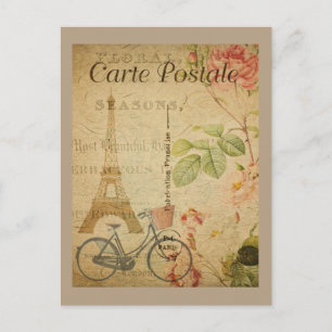 Parisian Vintage With Eiffel Tower Postcard