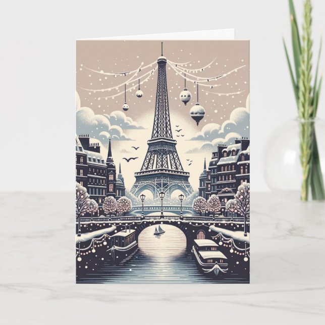 Parisian Winter Elegance - Christmas in the City Holiday Card (Front)