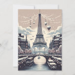 Parisian Winter Elegance - Christmas in the City Holiday Card<br><div class="desc">Step into a Parisian winter wonderland with our "Parisian Winter Elegance" Christmas card. This exquisite card captures the romance and charm of Paris during the festive season. From the shimmering lights along the Seine to the majestic Eiffel Tower aglow with holiday cheer, each element of this card reflects the sophisticated...</div>