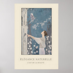 Parisian Woman & Bird Art Print Romantic French