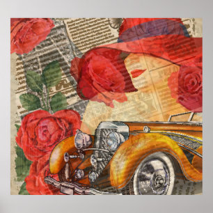 Parisian Woman: Eiffel Tower Retro. Poster