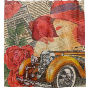 Parisian Woman: Eiffel Tower Retro. Shower Curtain