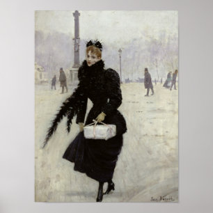 Parisian woman in the Place de la Concorde Poster