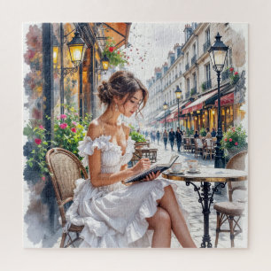 Parisian Women Elegance: Paris Café Street Vibes Jigsaw Puzzle