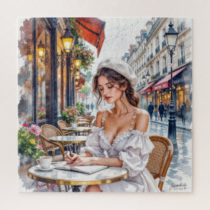 Parisian Women Elegance: Paris Café Street Vibes Jigsaw Puzzle