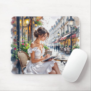 Parisian Women Elegance: Paris Café Street Vibes Mouse Pad