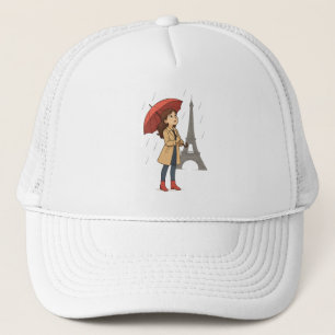 Parisian Wonder" – Dziewczyna z parasolką pod Wież Trucker Hat
