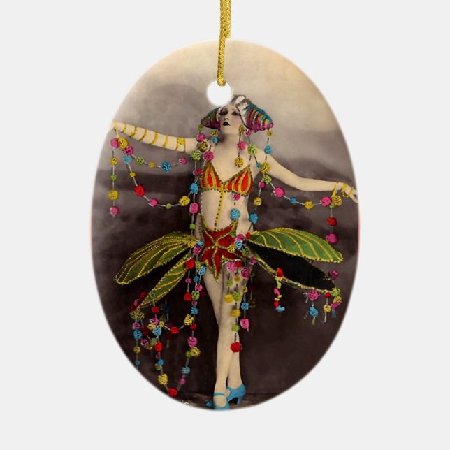 Parisienne Casino Dancer Ceramic Ornament (Front)