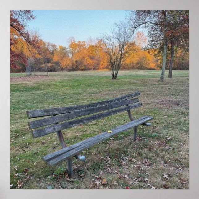 Park Bench in Autumn Poster (Front)