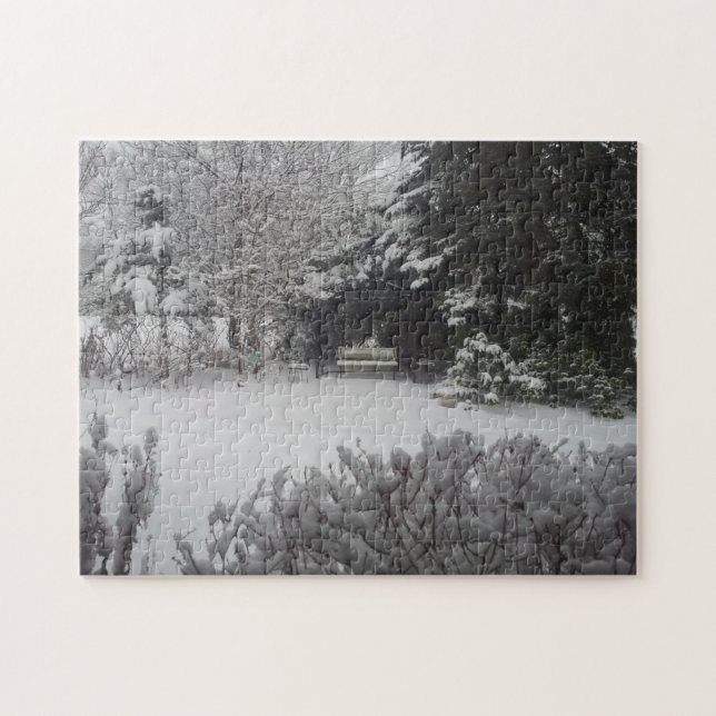Park Bench in Fresh Snow Jigsaw Puzzle (Horizontal)